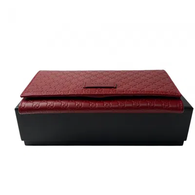 Pre-owned Gucci Red Color Leather Long Wallet (bi-fold) ()