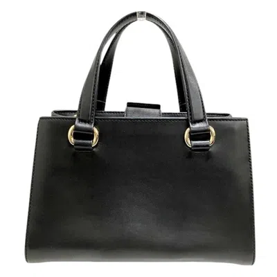 Pre-owned Gucci Sherry Line Black Leather Handbag Shoulder Bag ()