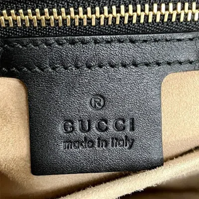 Pre-owned Gucci Sherry Line Black Leather Handbag Shoulder Bag ()