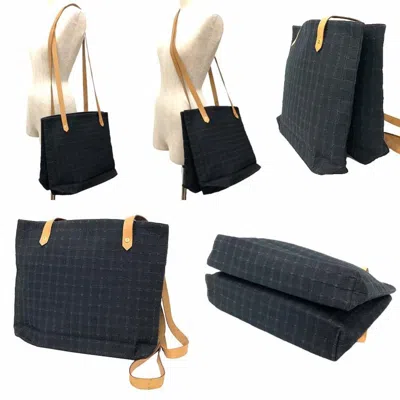 Pre-owned Hermes Black Canvas Leather Tote Bag ()