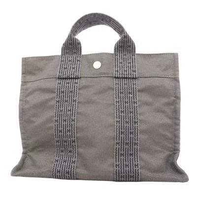 Pre-owned Hermes Black Gray Canvas Tote Bag () In Multi