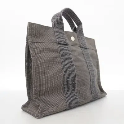 Pre-owned Hermes Black Gray Canvas Tote Bag () In Multi