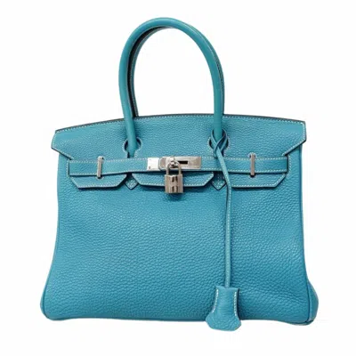 Pre-owned Hermes Blue Jean Togo Leather Handbag ()