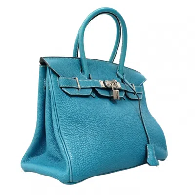 Pre-owned Hermes Blue Jean Togo Leather Handbag ()