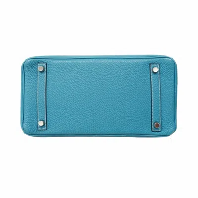 Pre-owned Hermes Blue Jean Togo Leather Handbag ()