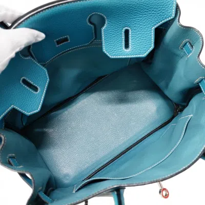 Pre-owned Hermes Blue Jean Togo Leather Handbag ()