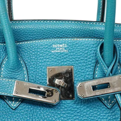 Pre-owned Hermes Blue Jean Togo Leather Handbag ()