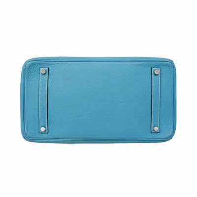 Pre-owned Hermes Blue Jean Togo Leather Handbag ()