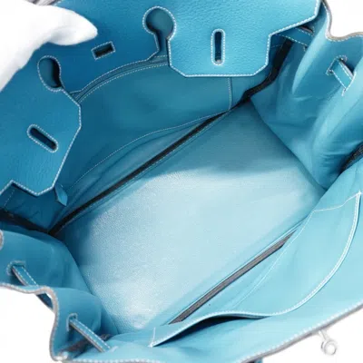 Pre-owned Hermes Blue Jean Togo Leather Handbag ()