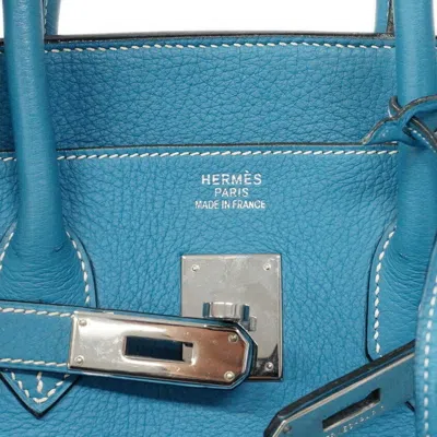 Pre-owned Hermes Blue Jean Togo Leather Handbag ()