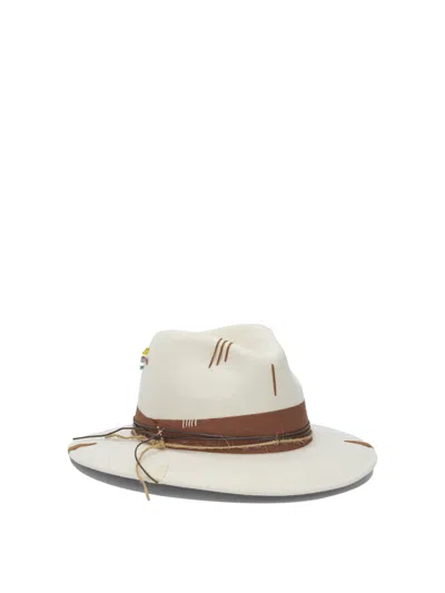 The Hat Gang Wool Hat With Stones And Embroidery In White