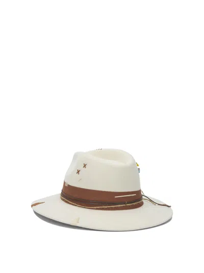 The Hat Gang Wool Hat With Stones And Embroidery In White