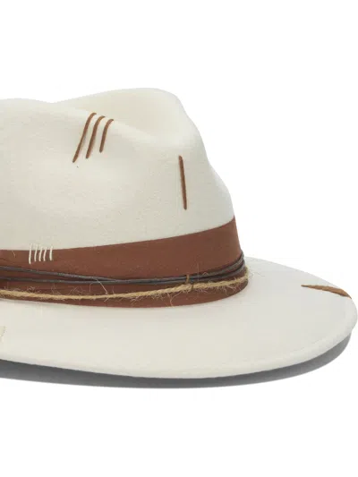 The Hat Gang Wool Hat With Stones And Embroidery In White