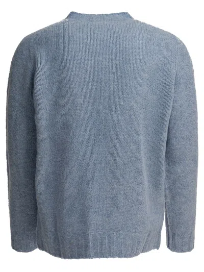 Beams Soft Texture Crew Neck Knitwear With Ribbed Cuffs In Gray