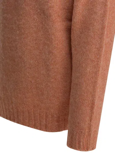 Beams Soft Knitwear With Ribbed Cuffs And Hem In Brown