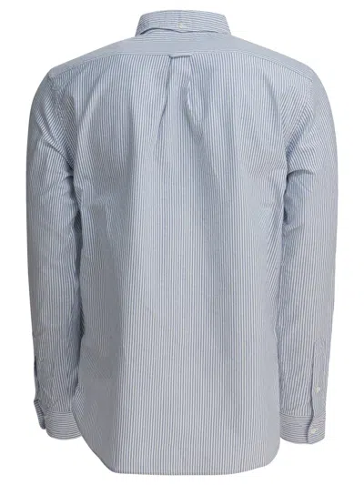 Beams Plus Cotton Striped Shirt In Blue