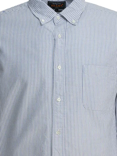 Beams Plus Cotton Striped Shirt In Blue