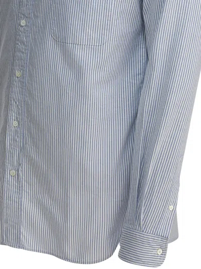 Beams Plus Cotton Striped Shirt In Blue