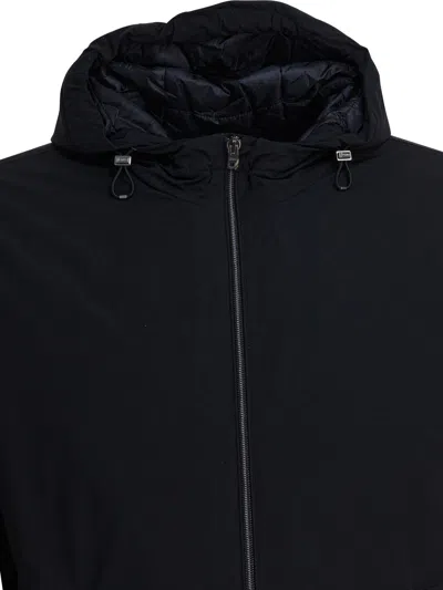 Herno Hooded Jacket With Adjustable Drawstrings And Snap-button Pockets In Black