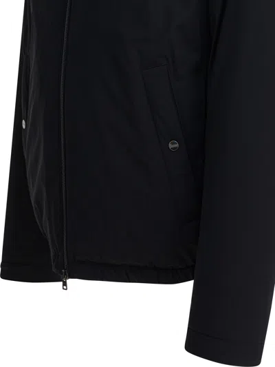 Herno Hooded Jacket With Adjustable Drawstrings And Snap-button Pockets In Black