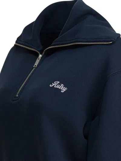 Autry Sweatshirt With Half Zipper And Club Logo Sweatshirts Blue In Blue