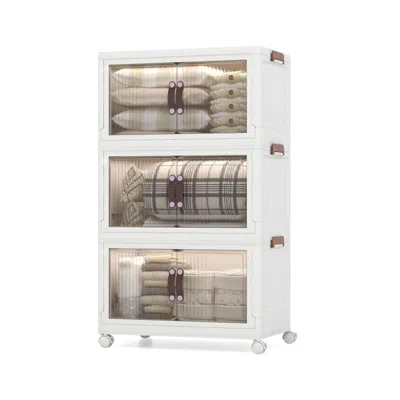 Proxxi 25.5/60 Gal Stackable Storage Boxes Bins With Magnetic Doors And Lockable Casters