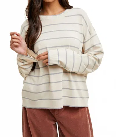 Wishlist Khloe Striped Sweater In Oatmeal & Dove Grey In Multi