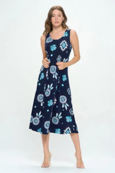 Truedames Sleeveless And Soft Round-neckline Long Dress In Blue