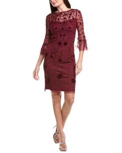 Adrianna Papell Bead Velvet Sheath Dress In Red