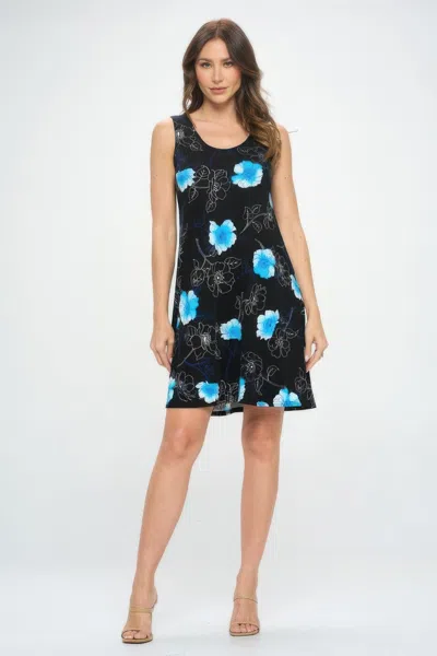 Truedames Print Short Tank Dress In Blue