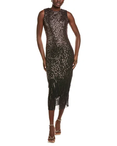 Anne Klein Sequin Midi Dress In Black