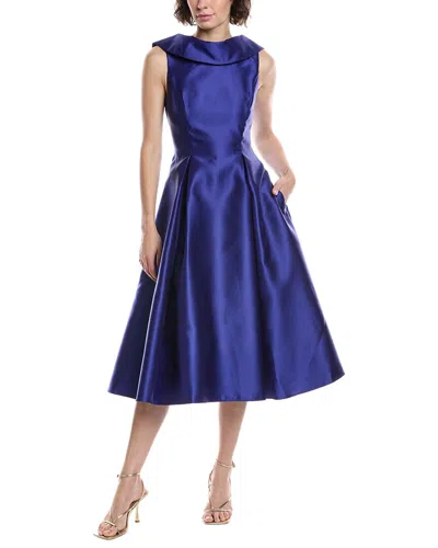Adrianna Papell Mikado Midi Dress In Blue