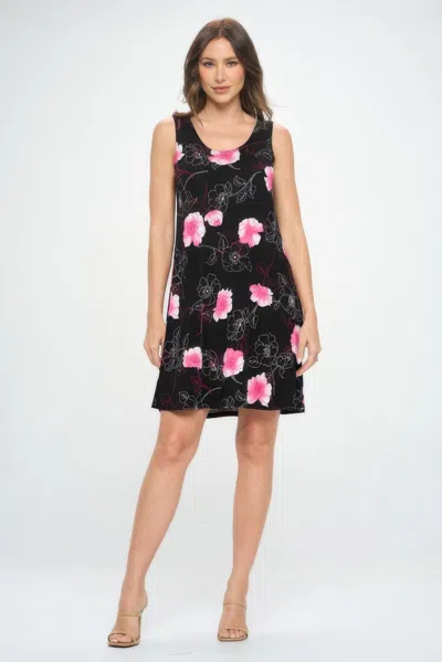 Truedames Print Short Tank Dress In Black