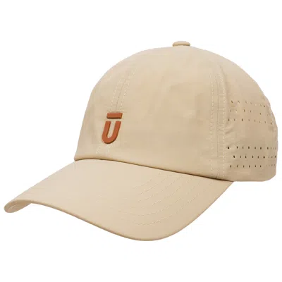 Ful Fūl Perforated Stripe Nylon Cap With 3d Rubber Logo And Elastic Logo Backstrap In Sand