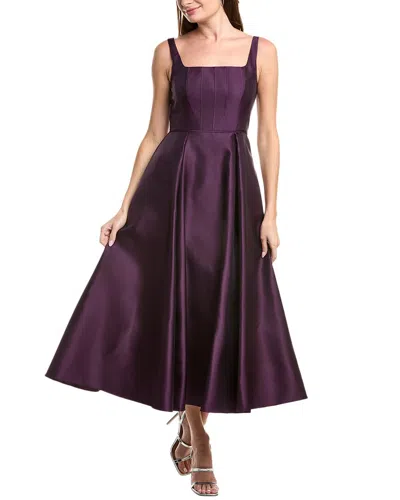 Adrianna Papell Mikado Ankle Dress In Purple