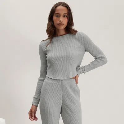 Lunya Wafflesoft Crew Neck Long Sleeve In Gray