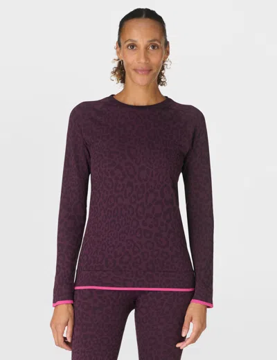 Sweaty Betty Women's Animal Crew Neck Base Layer Top In Purple