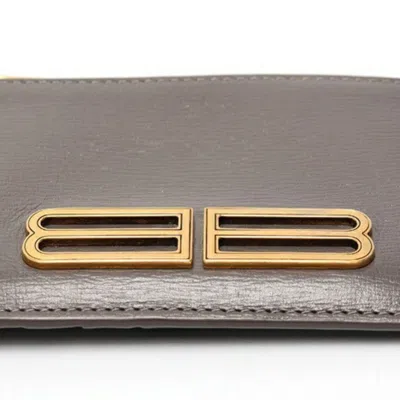 Pre-owned Balenciaga Gray Leather Coin Purse/coin Case ()