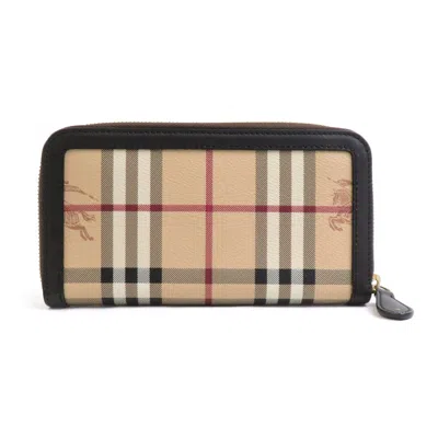 Pre-owned Burberry Beige Brown Coated Canvas Leather Coin Purse/coin Case () In Multi