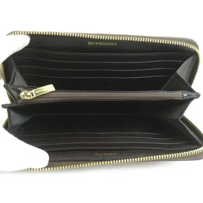 Pre-owned Burberry Beige Brown Coated Canvas Leather Coin Purse/coin Case () In Multi