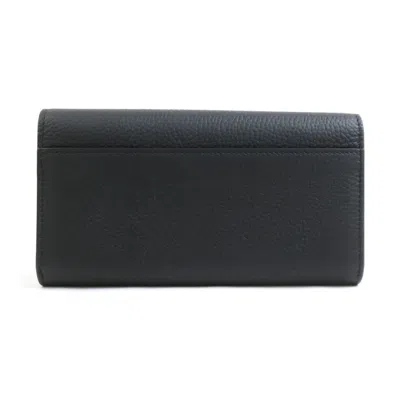 Pre-owned Burberry Black Leather Long Wallet (bi-fold) ()