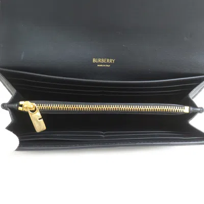 Pre-owned Burberry Black Leather Long Wallet (bi-fold) ()