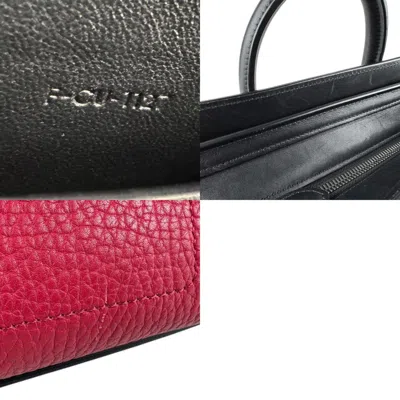 Pre-owned Celine Black Gray Red Color Leather Handbag Shoulder Bag ()
