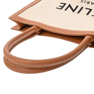 Pre-owned Celine Brown White Canvas Leather Tote Bag () In Multi