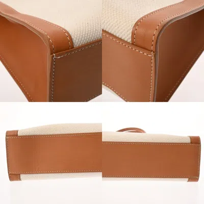 Pre-owned Celine Brown White Canvas Leather Tote Bag () In Multi