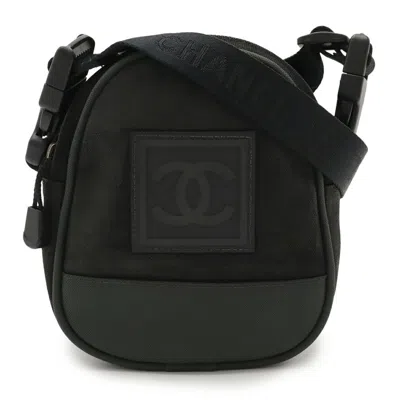 Pre-owned Chanel Black Green Nylon Canvas Fanny Pack Shoulder Bag () In Multi