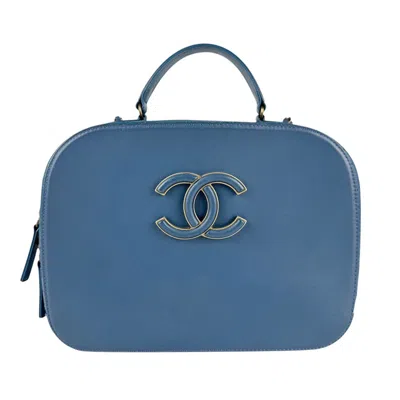 Pre-owned Chanel Dark Blue Leather Metal Handbag Shoulder Bag ()