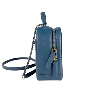 Pre-owned Chanel Dark Blue Leather Metal Handbag Shoulder Bag ()