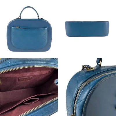 Pre-owned Chanel Dark Blue Leather Metal Handbag Shoulder Bag ()