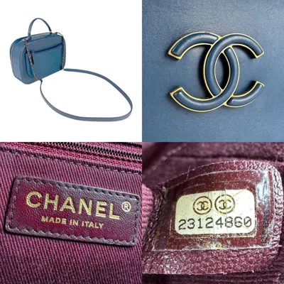 Pre-owned Chanel Dark Blue Leather Metal Handbag Shoulder Bag ()